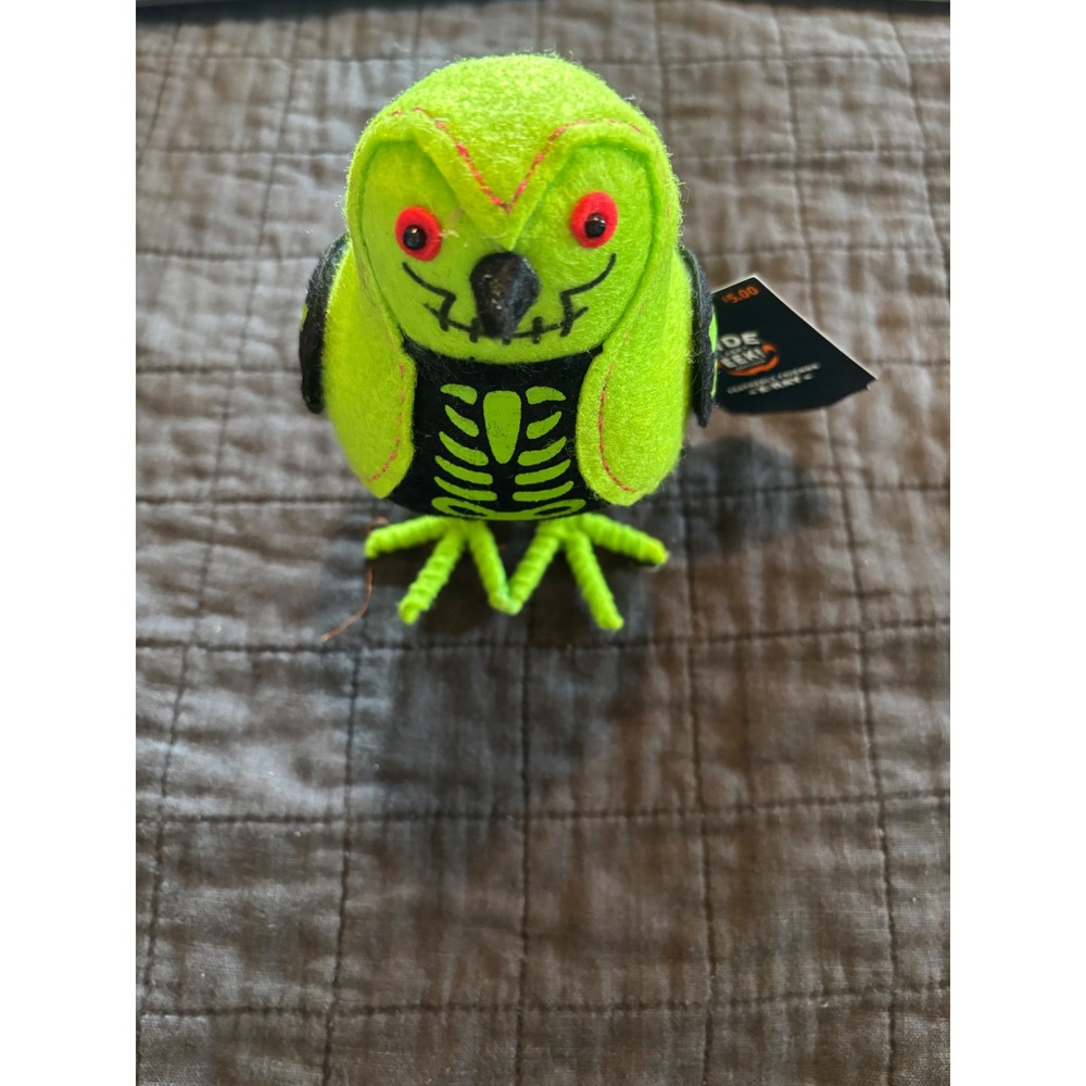 Halloween Owl Neon Green Black Skeleton Stuffed Animal‎ Decoration